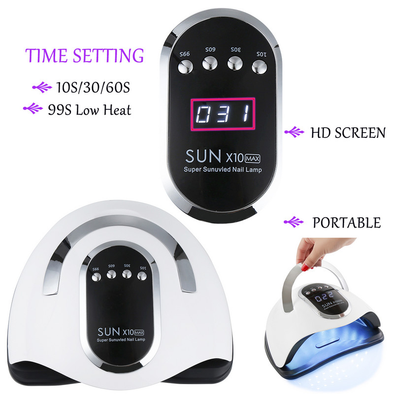 SUN X10 Max UV LED körömlámpák szárító géllakk manikűrhöz LCD képernyő 45 gyöngy gyorsan kötő körömszárító gép