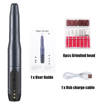 Elektrinis nagų gręžimo rinkinys Nešiojamas įkraunamas elektrinis nagų dildymo aparatas akriliniams geliniams nagams, manikiūro pedikiūro įrankis nagų gręžtuvas