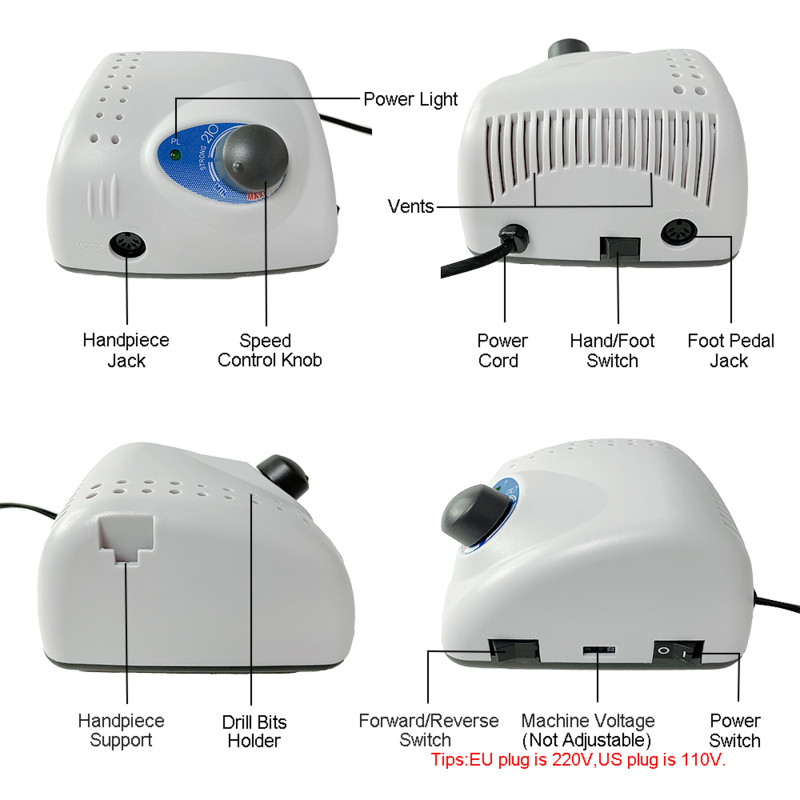 Stiprus 210 manikiūro grąžtas Stiprus 105L 65W 40K manikiūro mašina Elektrinė nagų gręžimo mašina Manikiūro mašina poliravimo nagų dildė