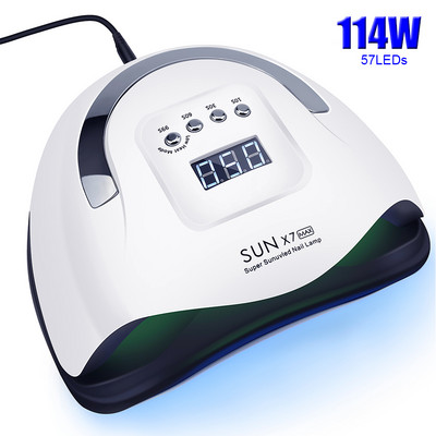 114/90/72/36 W UV LED лампа за нокти за маникюр с 57 бр. Лампа с мъниста LCD дисплей Автоматичен сензор Сушилня за нокти за втвърдяване на всички гел инструменти за нокти