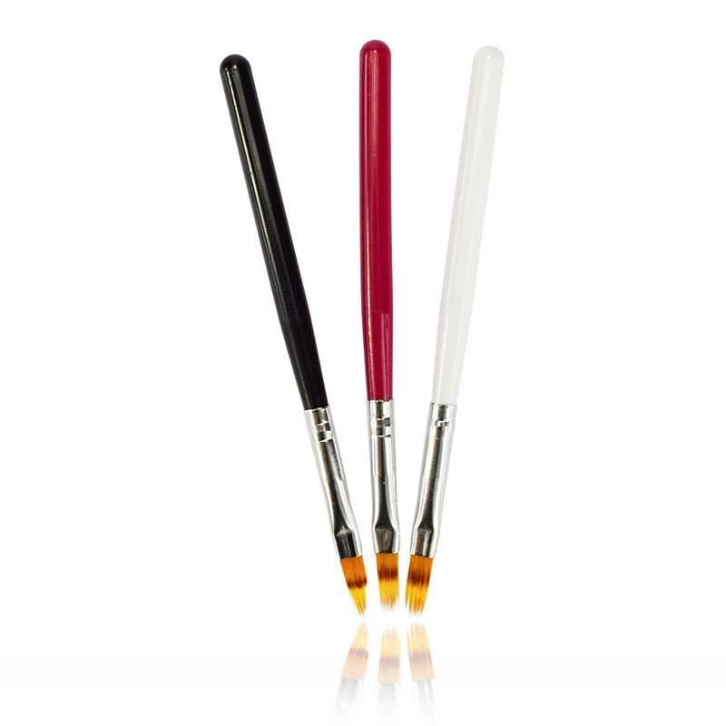 1 tk küüneharja pliiats UV geel, gradient Bloom Nail Art maalimine puidust käepide nailon juuksed must valge punane joonista maniküür küünte tööriist JI285