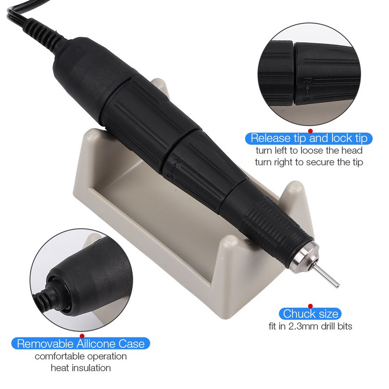 65W 35000RPM Erős 204 102L-2,35 Elektromos körömfúró gépi manikűr pedikűr reszelőfejek köröm szobor fényező műalkotások