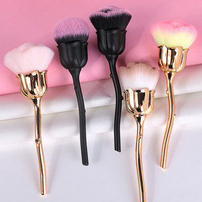 Flower Nail Brush For Manicure Rose Nail Art Brush Nail Accesories Tools Popular Round Small Gel polish Dust Cleaning Brushes