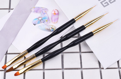 3 vnt Manikiūro šepetėliai Dvejopo naudojimo gelio gradiento šepetėliai Pinceles Nail Art Design