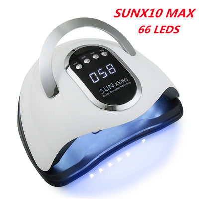 SUN X10 MAX UV LED сушилня за нокти 66LEDs Лампа за втвърдяване на гел лак с Motion Sense LCD дисплей Бързосъхнеща лампа за нокти Инструмент за маникюр