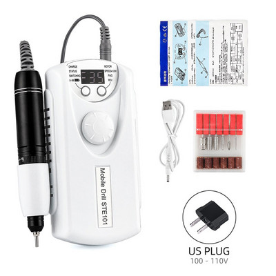 Mașină de găurit unghii fără fir de 35000 rpm Mașină portabilă de unghii Îndepărtare rapidă a unghiilor Manichiură puternică pentru lustruire Freză