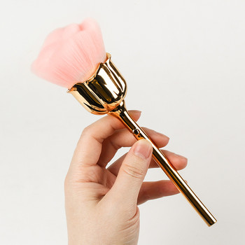 1 pc Nail Art Brush Soft Clean Dust Powder Pink Rose Flower Shape Blush Foundation Powder Make up Brushes Γυναικεία καλλυντικά Εργαλείο
