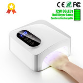 NAUJA 72 W UV nagų lempa LED nagų džiovintuvas Įkraunamas belaidis 15600 mAH profesionalus nagų lako garbanojimo lempa, skirta visam geliniam nagų lakavimui