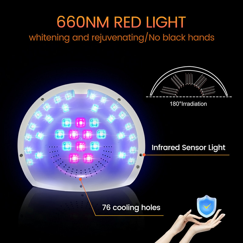 Naujausia nagų lempa su 660 nm raudona šviesa, skirta apsaugoti odą nagų džiūvimo lempos, skirtos namuose ir salone Smart Led nagų džiovintuvas geliniam lakavimui