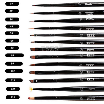 1 τεμ/Παρτίδα Pinceau Nail Art Brushes for nail gel manicure Liner Painting Black Pen Brush Striper Acrylic Gradient Shadow Gel UV