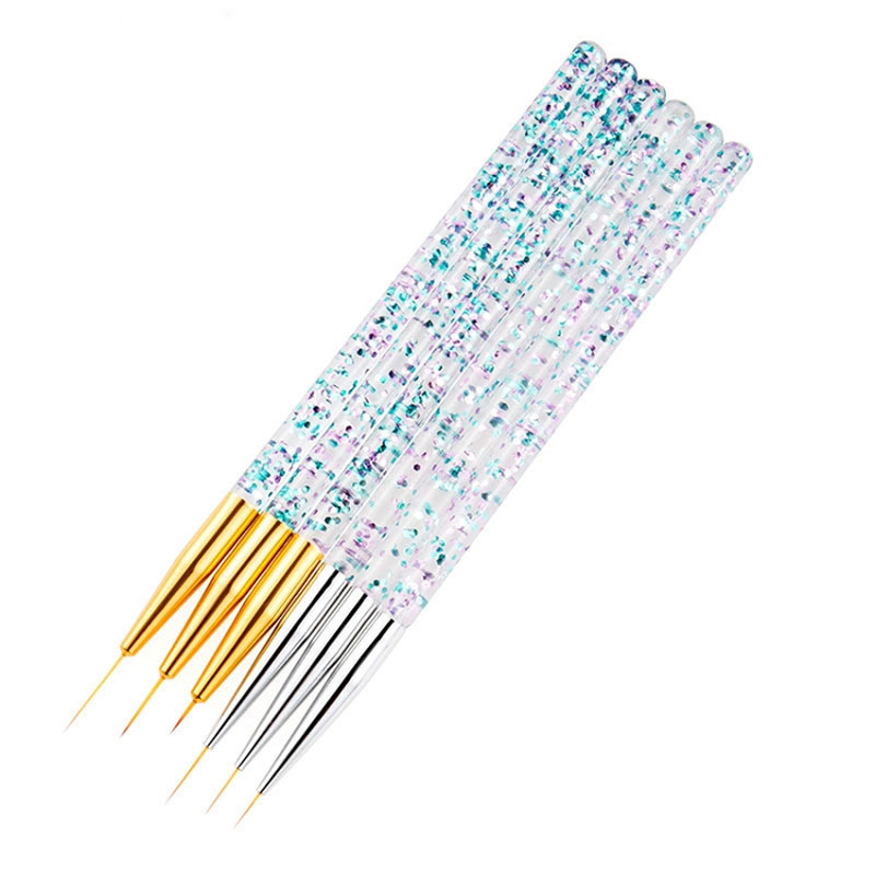 3 vnt akrilo prancūziško juostinio nagų dailės įdėklų šepetėlių rinkinys Itin plonas linijos piešimo rašiklis UV gelio manikiūro dažymo šepetėlis