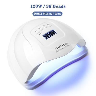 SUN X5 plus120w 36 margele Uscător de unghii Lampă LED UV pentru întărirea tuturor lacurilor de unghii cu gel cu senzor de mișcare Manichiură Pedichiură Instrument de salon