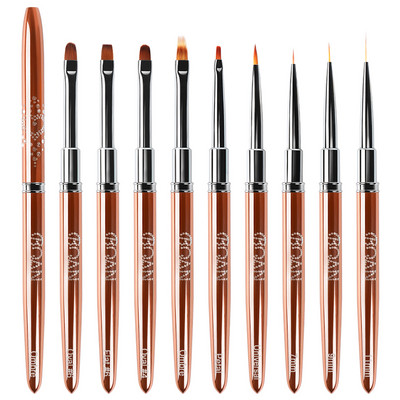 BQAN Rose Gold UV gēla gleznošanas otiņa Akrila nagu birste Liner Birste Nagu līnijas Zīmēšanas otas Manikīrs Nagu mākslas instrumenti