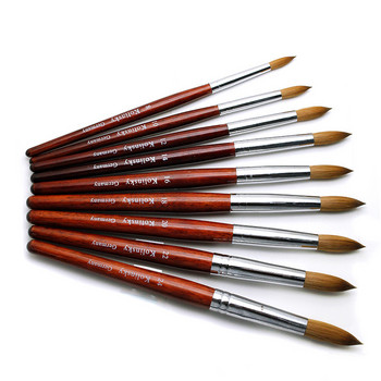 Kolinsky Acrylic Nail Brush καλής ποιότητας Nail Art Mink Brush Wood Handle Gel Builder Manicure Brush Drawing Tools Μέγεθος 8-24
