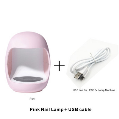 Nagų džiovintuvas MINI 3W USB UV LED lempa Nagų dailės manikiūro įrankiai Rožinis kiaušinio formos dizainas 30S greitai džiūstantis kietėjantis šviestuvas geliniam lakavimui