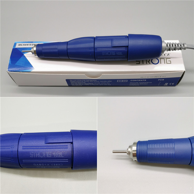 65W 35000RPM elektrinis nagų gręžimo staklės Strong 210 Model 102L Handpiece Manikiūras Pedikiūras Nagų dildės Nagų dailės įranga