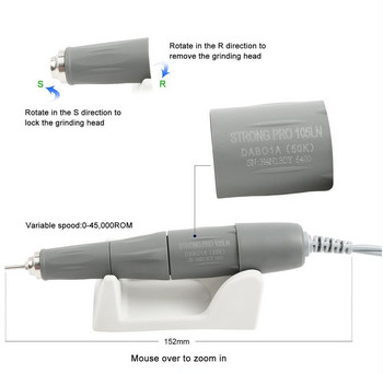 Ново пристигане от 2021 г. STRONG 210 PRO 105 105L Наконечник 65W 500000rpm Свредла за нокти Машина за маникюр Електрическа пила за педикюр