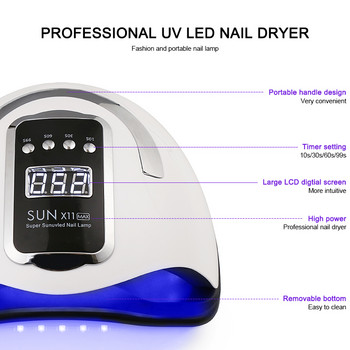 SUN X11 Max UV LED Λάμπες Νυχιών Στεγνωτήριο για Gel Polish Μανικιούρ Οθόνη LCD 66 Beads Μηχανή στεγνωτηρίου νυχιών γρήγορης ωρίμανσης