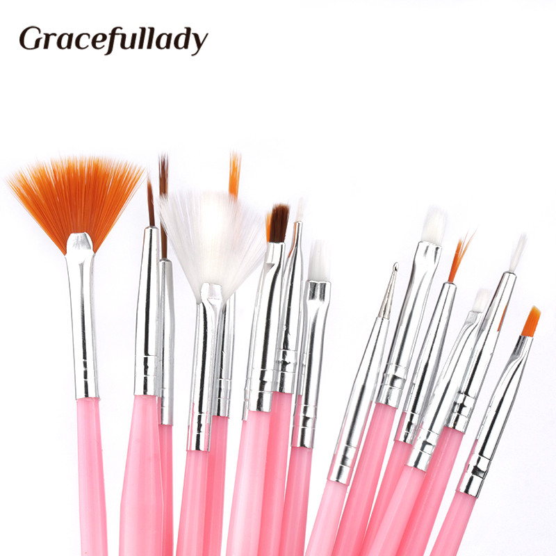 7/15 vnt. Plastikinės rankenėlės nagų šepetėlių rinkinys Dizainas Gelinis lakas Tapyba Piešimas Akrilo geliniai nagų šepetėliai, skirti nagų dailei, manikiūro įrankiai