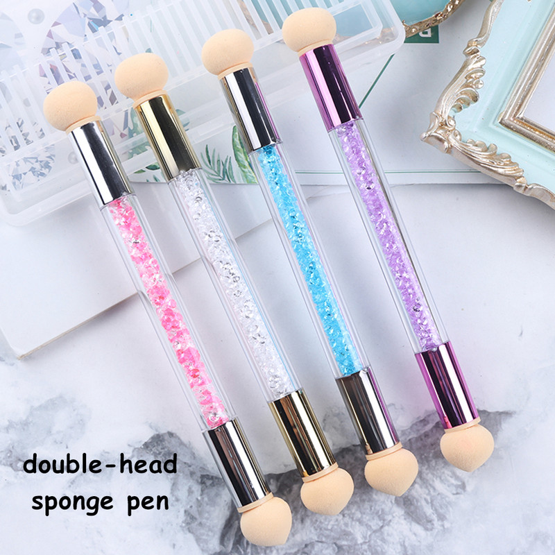 Dvigubos galvutės kempinės rašiklis gradiento nagų dailės šepetėlis Airbrush Tools gelinio lako Ombre dizaino šepetėliai manikiūrui nagų reikmenys NT945