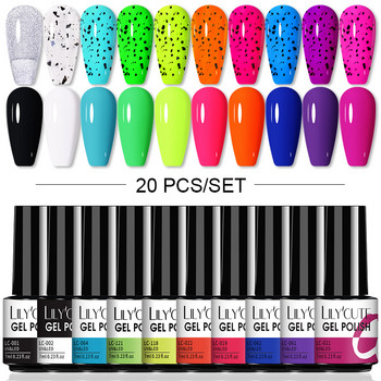 LILYCUTE 20Pcs/Σετ Gel Nail Polish Σετ Reflective Glitter Cat Magnetic Gel Nail Art Vernis Semi Permanent Soak Off UV Color Gel