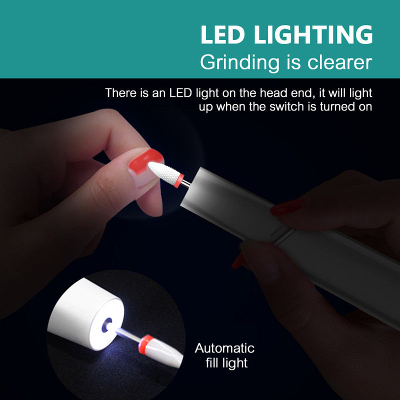 Nailpop elektrinis nagų gręžimo staklių rinkinys Manikiūro pedikiūro šlifavimo rinkinys Keraminis poliravimo nagų gręžtuvas Nešiojami įrankiai