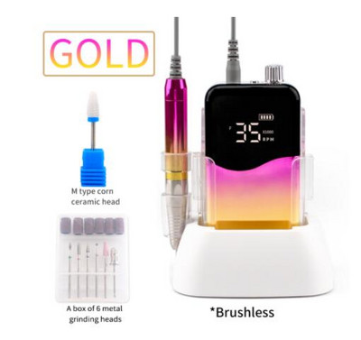 85 W bešepetis stalinis kompiuteris, 35000 RPM gradiento spalvos rankena, įkraunamas nagų gręžtuvas, nešiojamas belaidis elektrinis nagų gręžimo staklių rinkinys