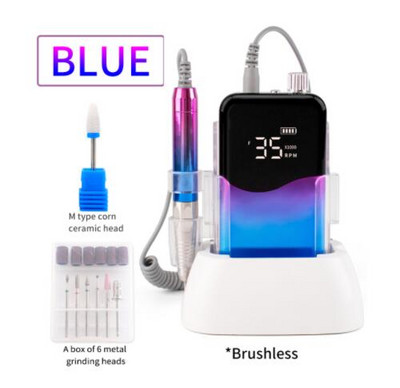 85 W bešepetis stalinis kompiuteris, 35000 RPM gradiento spalvos rankena, įkraunamas nagų gręžtuvas, nešiojamas belaidis elektrinis nagų gręžimo staklių rinkinys