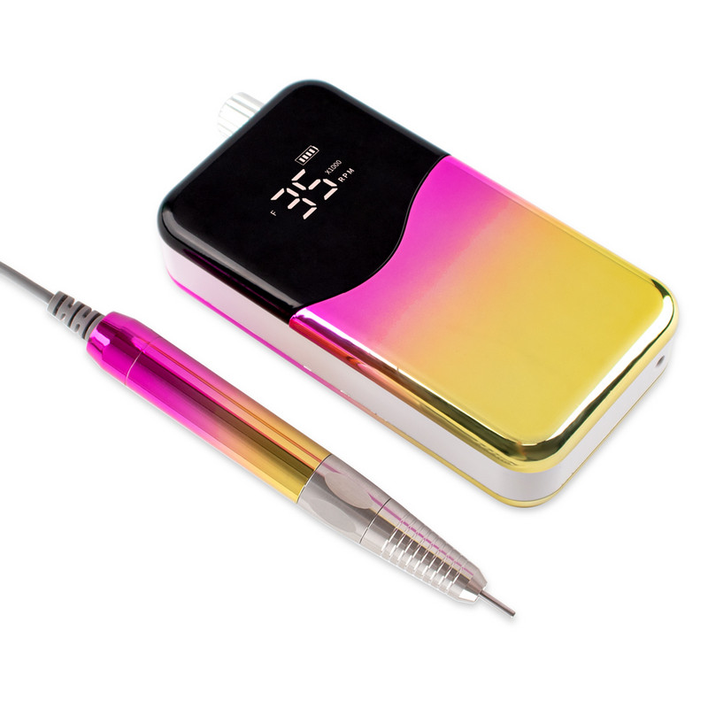 85 W bešepetis stalinis kompiuteris, 35000 RPM gradiento spalvos rankena, įkraunamas nagų gręžtuvas, nešiojamas belaidis elektrinis nagų gręžimo staklių rinkinys