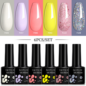 LILYCUTE 6 ΤΕΜ/ΣΕΤ Gel Βερνίκια Νυχιών Σετ Winter Colorful Vernis Ημιμόνιμο UV Gel Manicure Soak Off DIY Nail Art Gel Varnishes