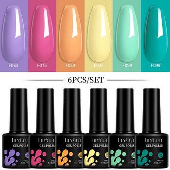 LILYCUTE 6 ΤΕΜ/ΣΕΤ Gel Βερνίκια Νυχιών Σετ Winter Colorful Vernis Ημιμόνιμο UV Gel Manicure Soak Off DIY Nail Art Gel Varnishes