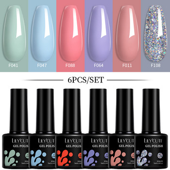 LILYCUTE 6 ΤΕΜ/ΣΕΤ Gel Βερνίκια Νυχιών Σετ Winter Colorful Vernis Ημιμόνιμο UV Gel Manicure Soak Off DIY Nail Art Gel Varnishes