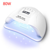 Nagų LED lempa 24/80W nagų džiovintuvas netikrų nagų manikiūro lako klijai greitai džiūstantys UV šviesos nagų lempa 360° lankstomas stalinės lempos dizainas