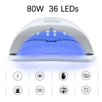 Φωτιστικό νυχιών LED 24/80W Στεγνωτήρα νυχιών False Nail Manicure Polish Glue Fast Drying UV Light Lamp Nail 360° Εύκαμπτο σχέδιο επιτραπέζιας λάμπας
