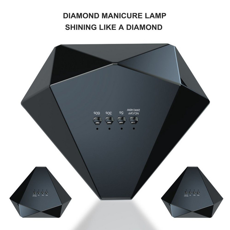 Lampă pentru unghii 48W în formă de diamant UV LED Viteză de întărire Lămpi de lac 30 LED Uscător de unghii 3 temporizatoare Senzor automat Kit de manichiură pentru unghii