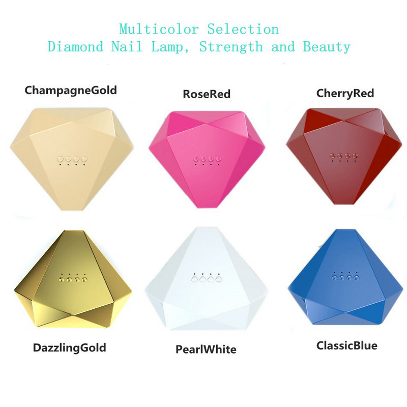 Lampă pentru unghii 48W în formă de diamant UV LED Viteză de întărire Lămpi de lac 30 LED Uscător de unghii 3 temporizatoare Senzor automat Kit de manichiură pentru unghii