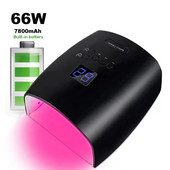 NOU Lampă de unghii reîncărcabilă de 66 W actualizată Sunuv S10 Uscător de lac cu gel Lumină LED fără fir pentru unghii Lampă LED UV fără fir pentru unghii