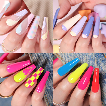 BORN PRETTY 6 Bottles Σετ Gel Polish Pink Neon Yellow Green Soak Off UV Gel LED DIY Σετ ημιμόνιμο βερνίκι gel βερνίκι νυχιών