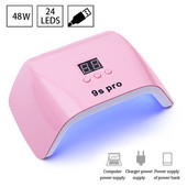 Körömlámpa 48w-os hordozható körömszárító fehér rózsaszín uv LED lámpa 24LEDS USB interfész köröm kellékek profiknak 1db
