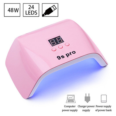 Лампа за нокти 48w Преносима сушилня за нокти Бяла розова uv LED лампа 24LEDS USB интерфейс Консумативи за нокти за професионалисти 1 бр.