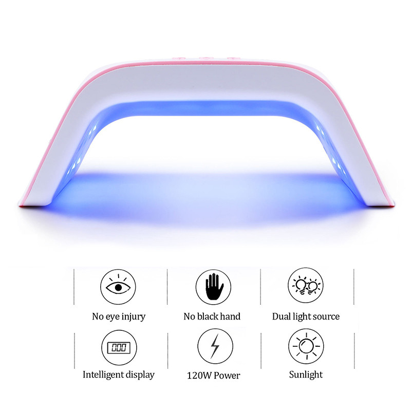 Körömlámpa 48w-os hordozható körömszárító fehér rózsaszín uv LED lámpa 24LEDS USB interfész köröm kellékek profiknak 1db