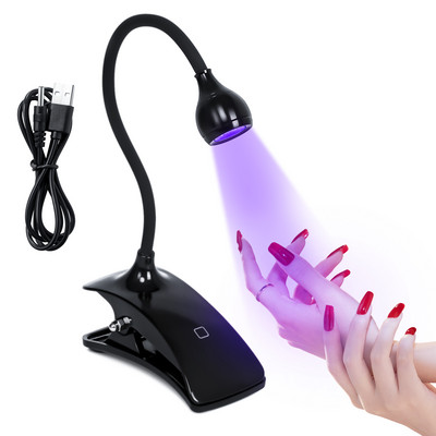 Mini UV körömlámpa Led Lights Szárító Ultraibolya érintőképernyős Rugalmas Clip-On Asztali USB Gél Keményítő manikűr Pedikűr eszközök