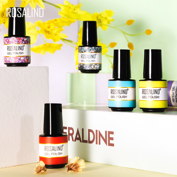 ROSALIND 2/4/6Pcs Σετ βερνίκι νυχιών Gel Gel Polish Kit για μανικιούρ Nail Desgin Art Ημιμόνιμο Βερνίκι Υβριδικό Βάση Top Coat