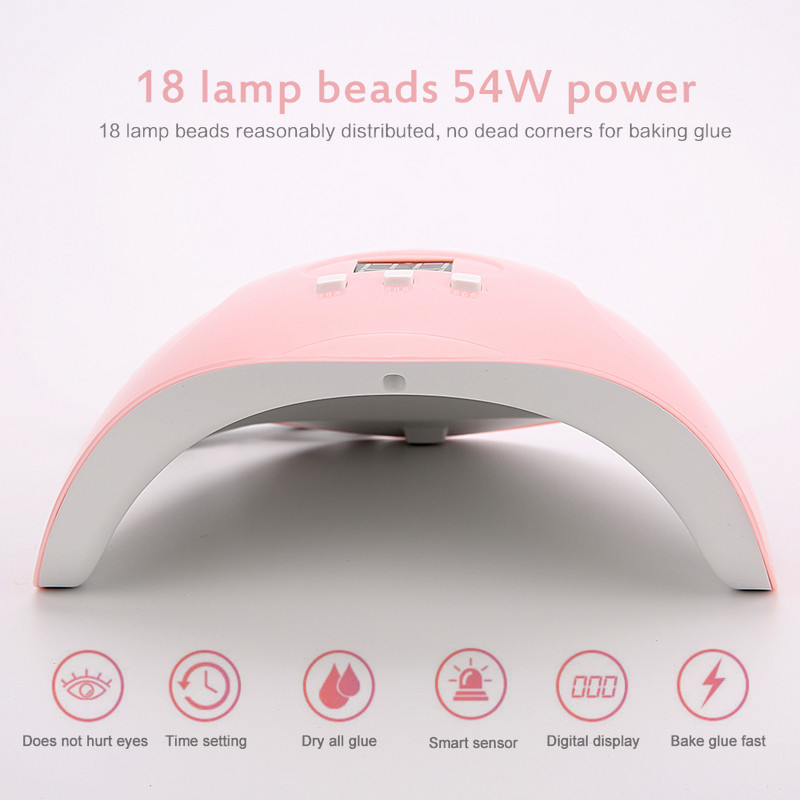 36W 18 lumini LED Uscător pentru manichiură Lampă cu ultraviolete Unelte pentru unghii Mașină Uv Material profesional Uscarea unghiilor Lămpi de căldură uscată