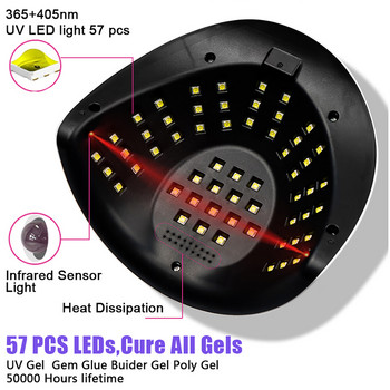 Λάμπα στεγνώματος νυχιών 114W LED UV Light For Nails 57 LEDs Gel Dryer Professional Manicure Pedicure Nail Epuipment with Smart Sensor