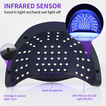 Λάμπα LED στεγνωτήρα νυχιών για στέγνωμα νυχιών 66 λάμπα UV Bead Curing Gel Polish Manicure Infrared Sensor Professional Nails Equipment