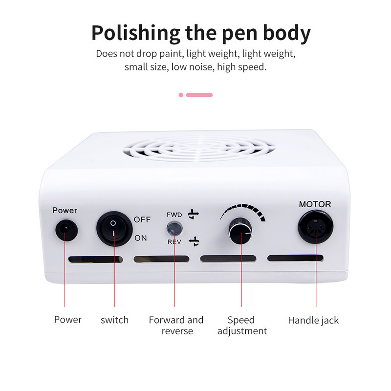 2 viename daugiafunkcis didelio efektyvumo 35000/20000 aps./min elektrinis nagų gręžtuvas su dulkių siurbliu, manikiūro ventiliatoriaus įrankių rinkiniai