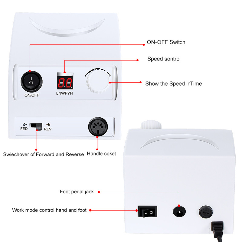 35000 RPM elektrinė nagų gręžimo mašina manikiūro pedikiūro dildės Įrankių rinkinys Nagų poliravimo šlifavimo glazūravimo mašina geliniam lakavimui