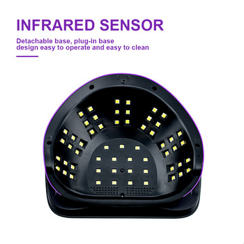 57LED Ισχυρό UV LED στεγνωτήριο νυχιών για στεγνό μανικιούρ βερνικιού νυχιών Γρήγορης ωρίμανσης Gel Polish Timer Auto Sensor Manicure