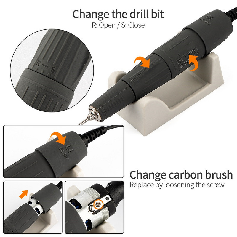 65W manikűr gép BT Marathon SDE H37L1 35000RPM fogantyúkészlet elektromos körömfúró gép fogászat lakk körömreszelő berendezés